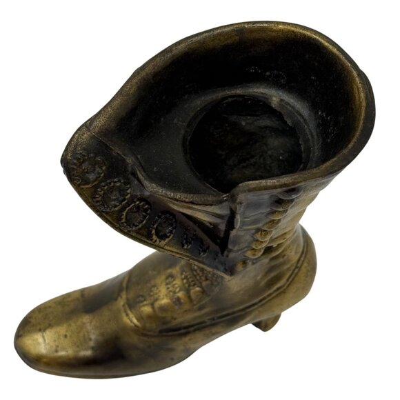 Vintage Brass Victorian Boot Shoe Planter Vase Steampunk Decor Vase Antique - Picture 5 of 10